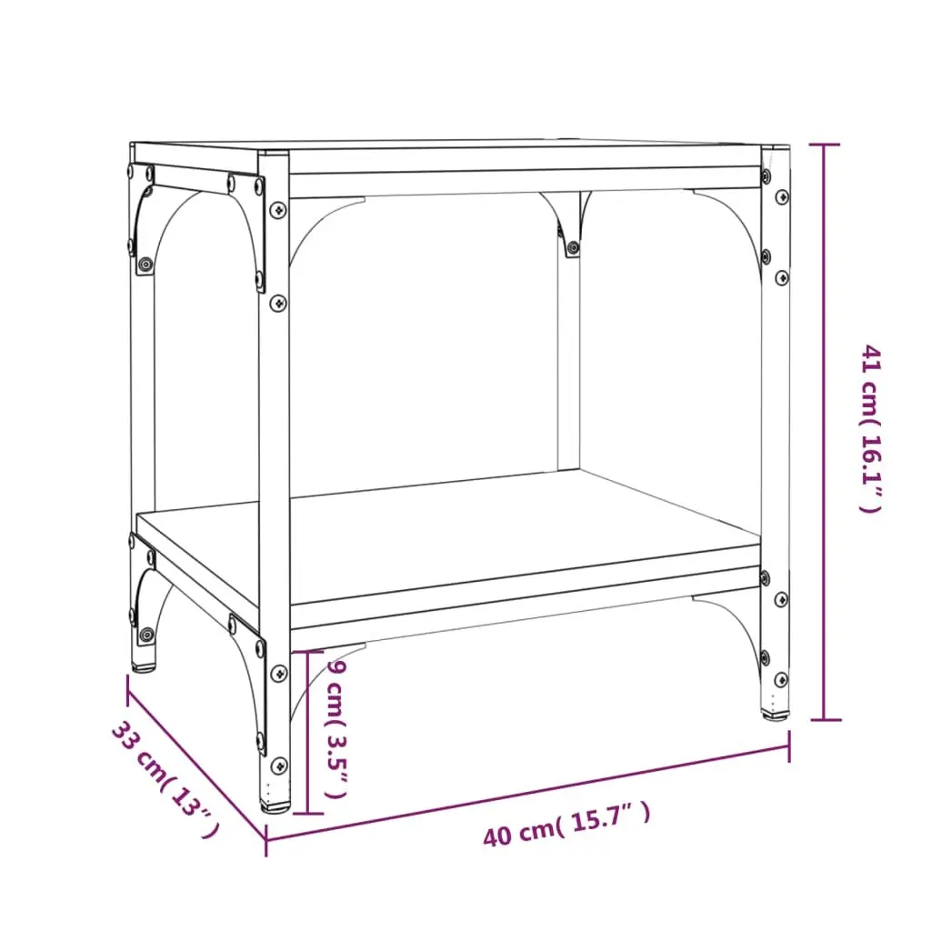 TV Cabinet Black 40x33x41 cm with Shelves Industrial Style Storage Unit