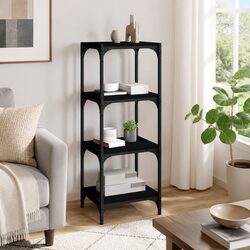 Black Storage Shelving Unit 4 Shelves for Living Spaces
