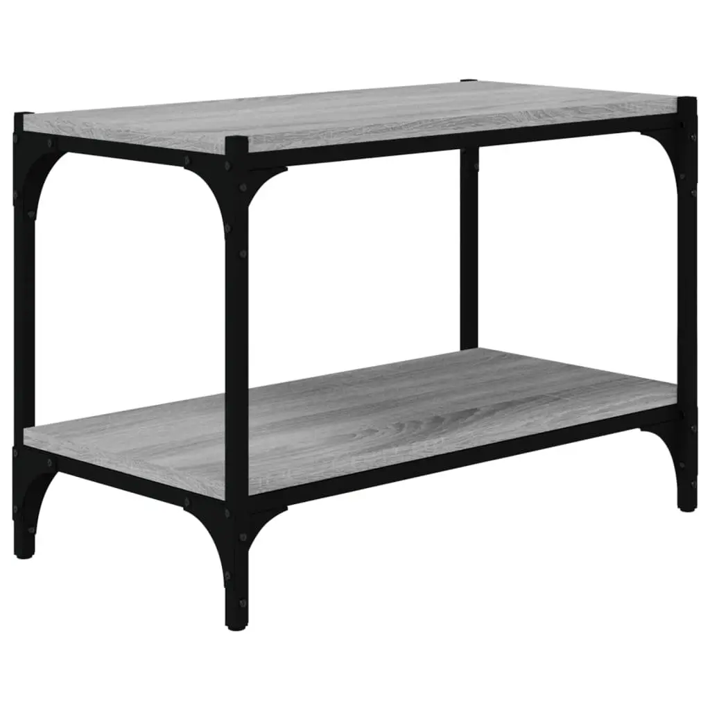TV Cabinet Grey Sonoma Engineered Wood Steel Frame Storage Shelves Living Room