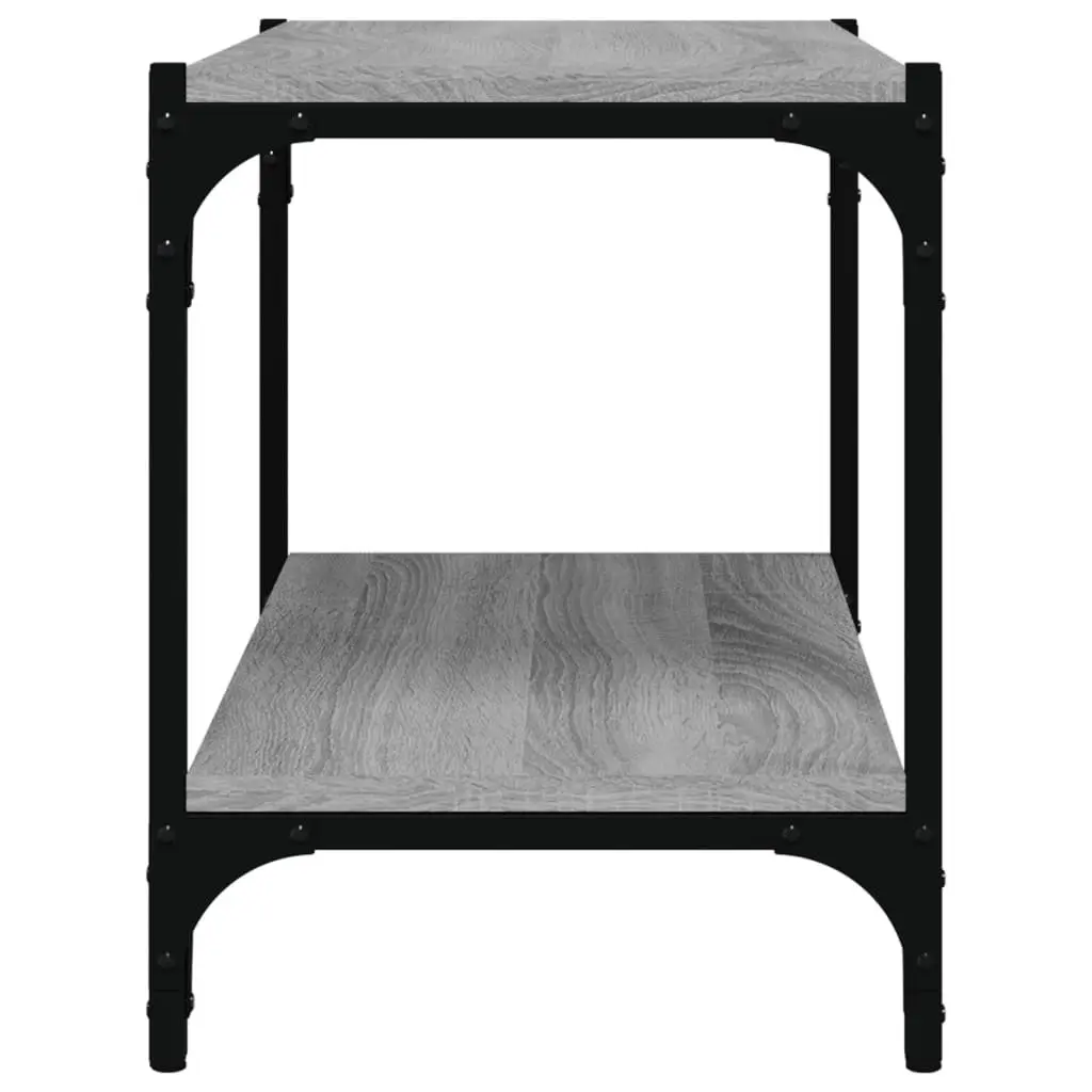 TV Cabinet Grey Sonoma Engineered Wood Steel Frame Storage Shelves Living Room