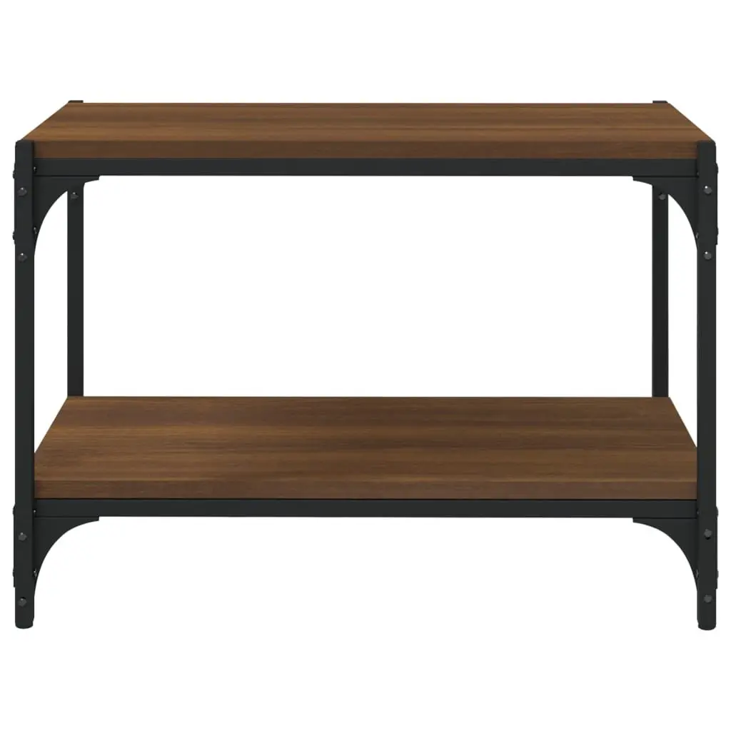 TV Cabinet Engineered Wood and Steel 60x33x41 cm Brown Oak Industrial Style Storage Unit with Shelves