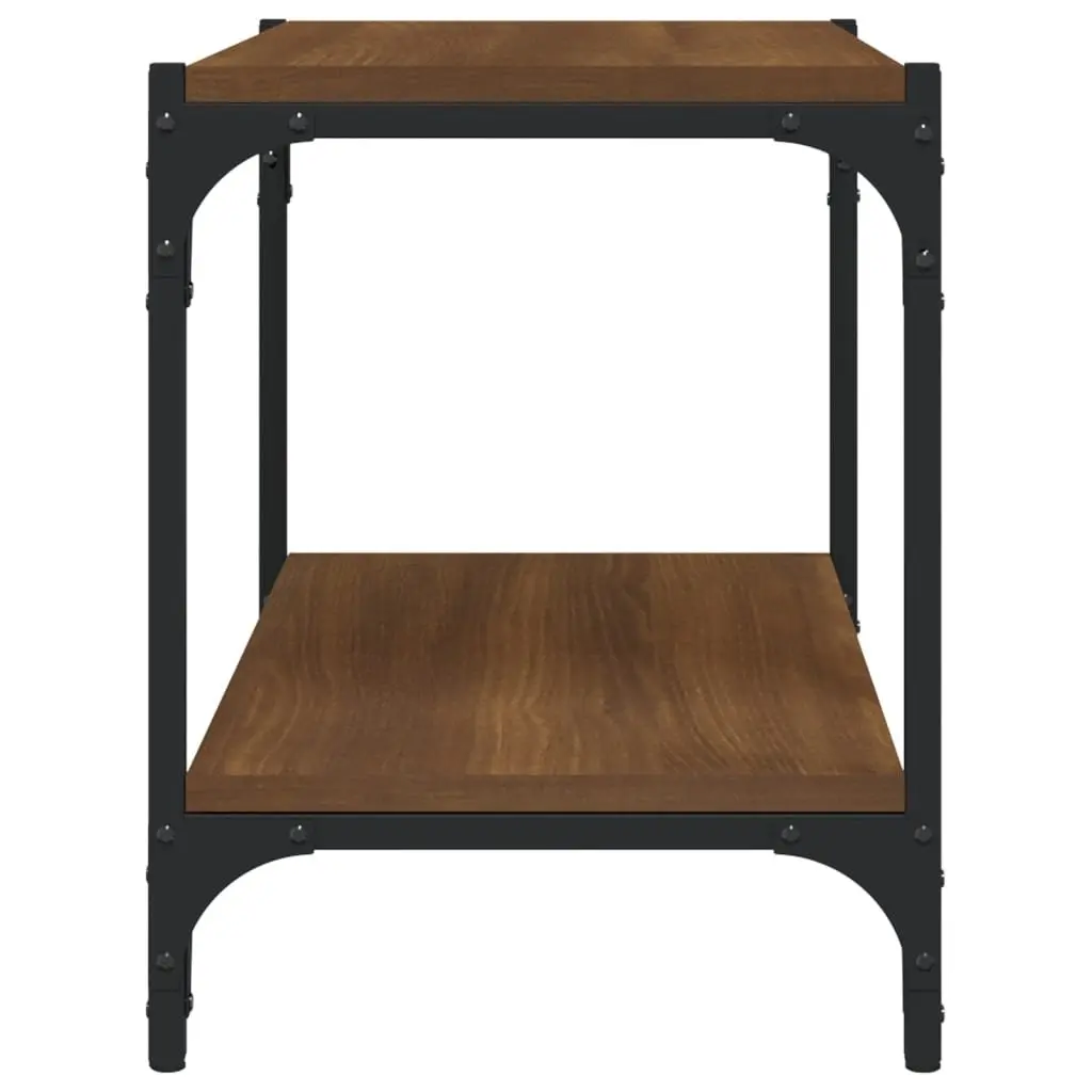 TV Cabinet Engineered Wood and Steel 60x33x41 cm Brown Oak Industrial Style Storage Unit with Shelves