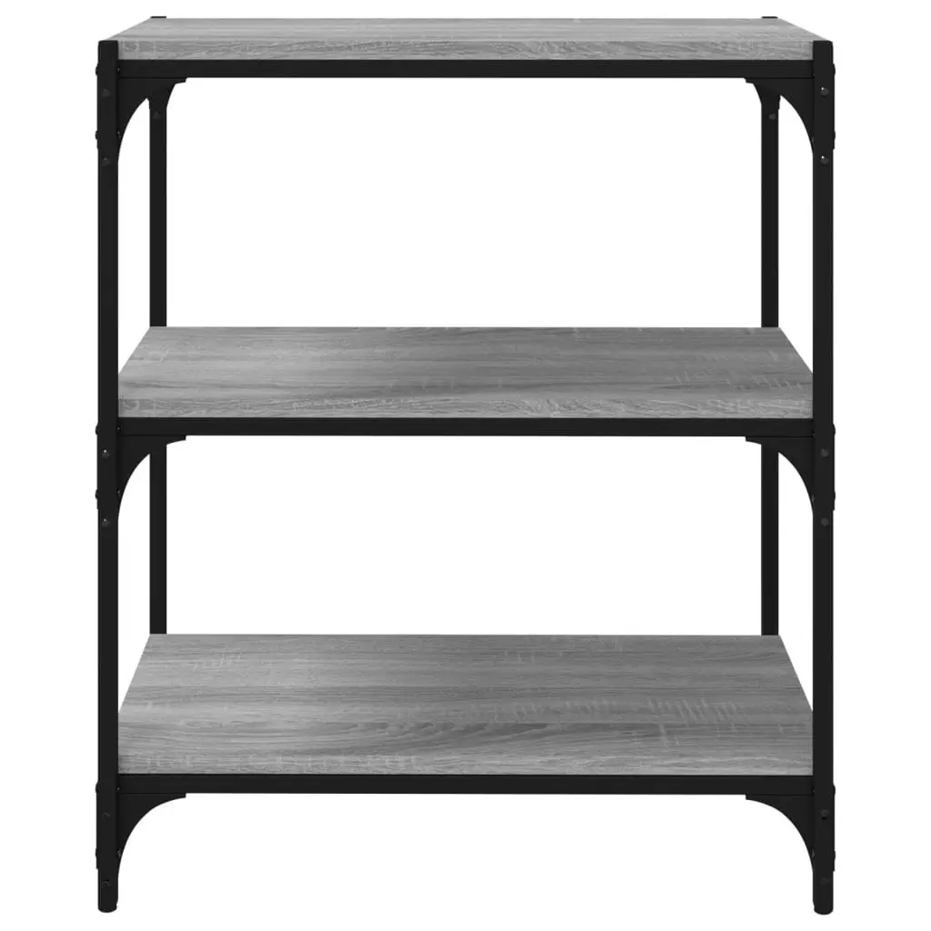 Book Cabinet Industrial Style Grey Engineered Wood Steel Frame 3 Shelf Storage Unit Home Office