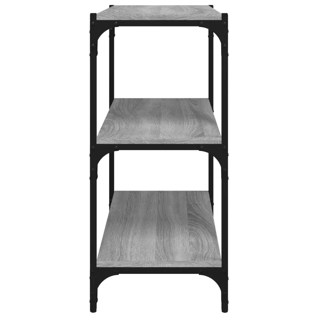 Book Cabinet Industrial Style Grey Engineered Wood Steel Frame 3 Shelf Storage Unit Home Office