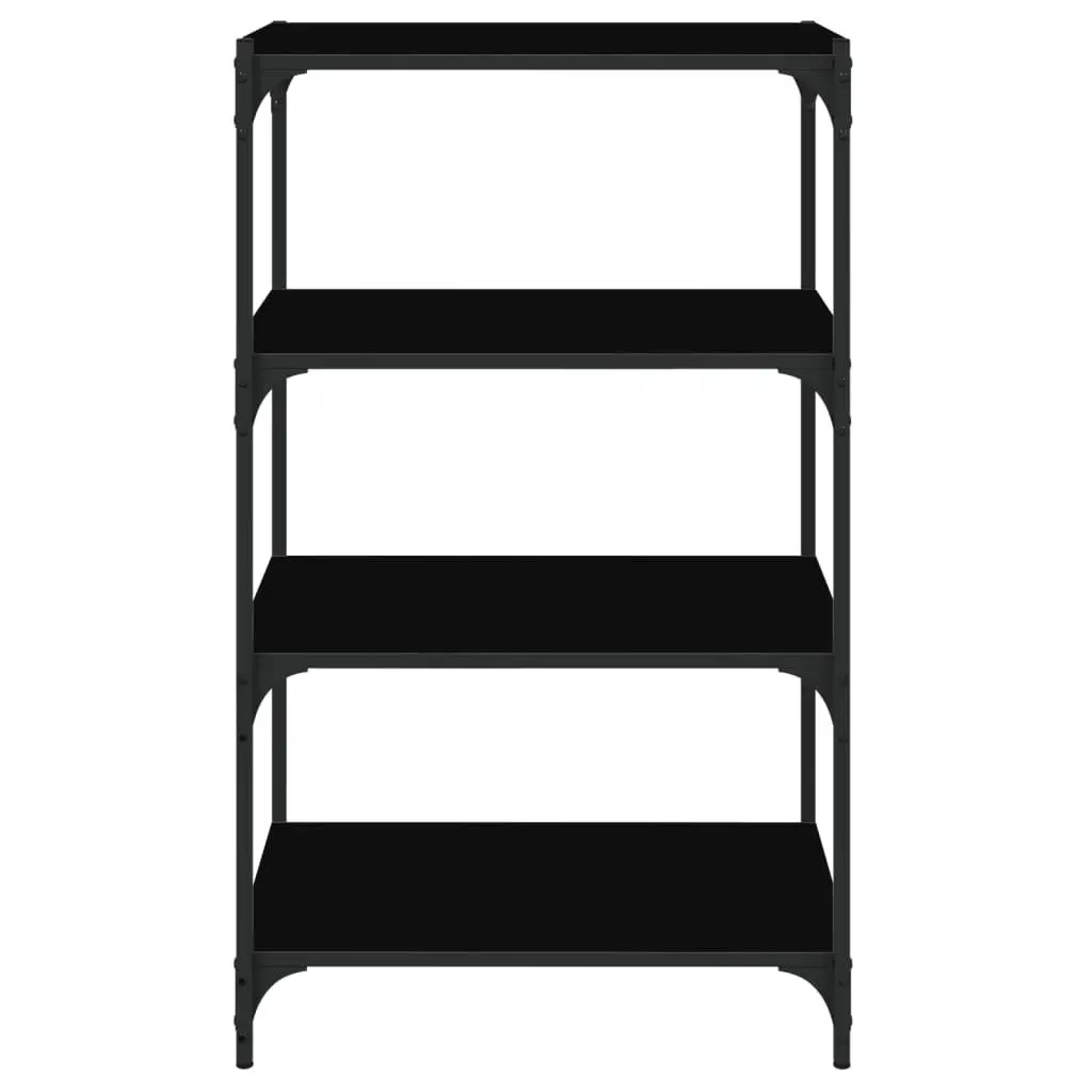 Book Cabinet Engineered Wood Steel Frame 4 Shelves Black Industrial Style