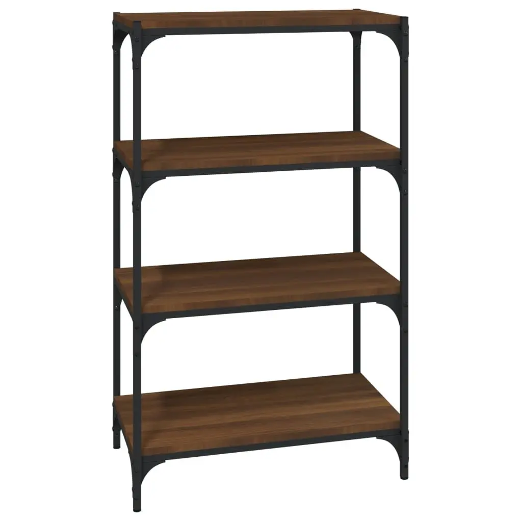Book Cabinet Engineered Wood Steel Frame 60x33x100cm Brown Oak 4 Shelves Industrial Style Storage