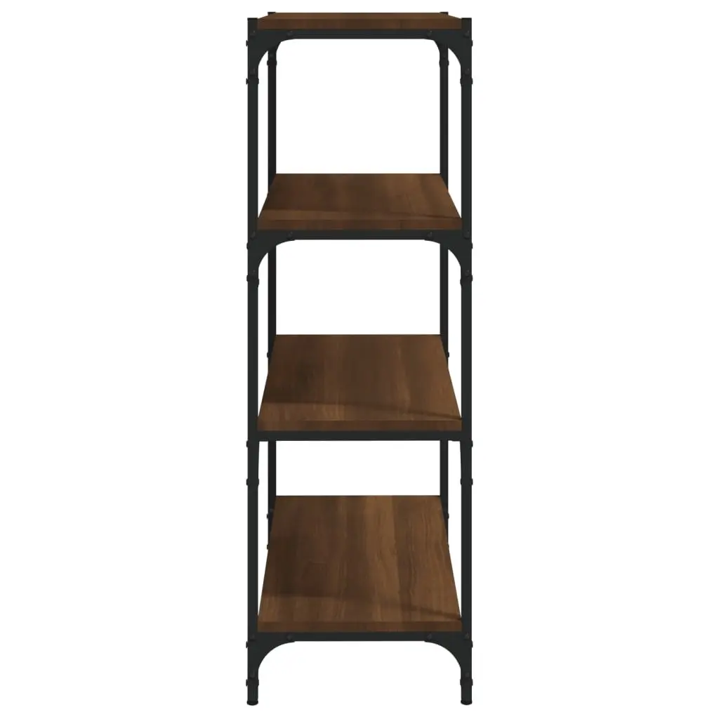 Book Cabinet Engineered Wood Steel Frame 60x33x100cm Brown Oak 4 Shelves Industrial Style Storage