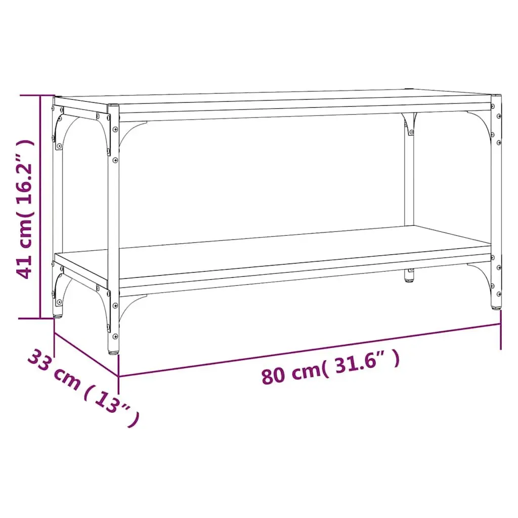 TV Cabinet Engineered Wood Steel Frame 80x33x41 cm Black Industrial Style Living Room Media Storage Unit