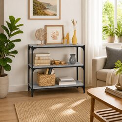 Versatile Grey Book Cabinet with 3 Shelves