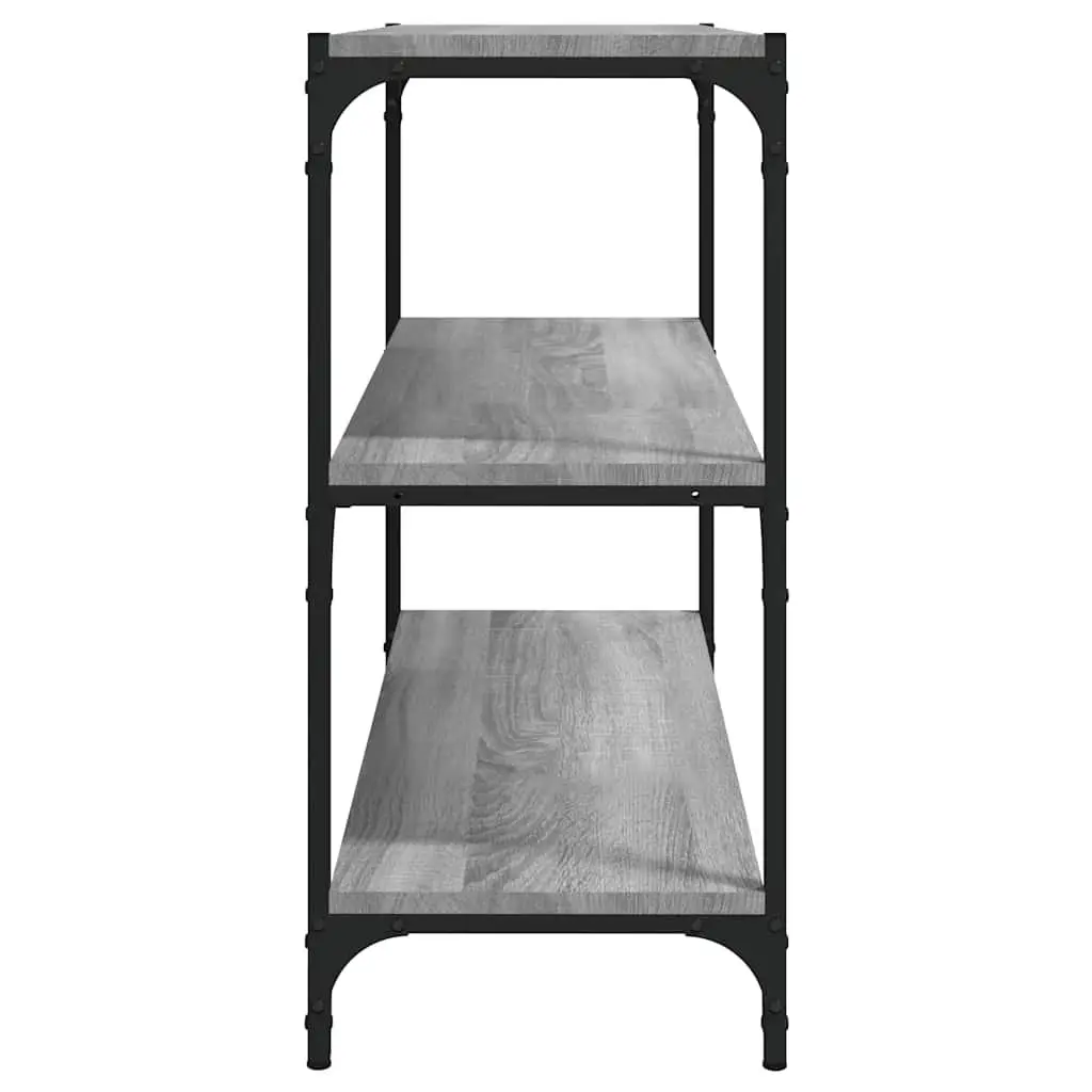 Book Cabinet with 3 Shelves Grey Engineered Wood Steel Frame Industrial Storage