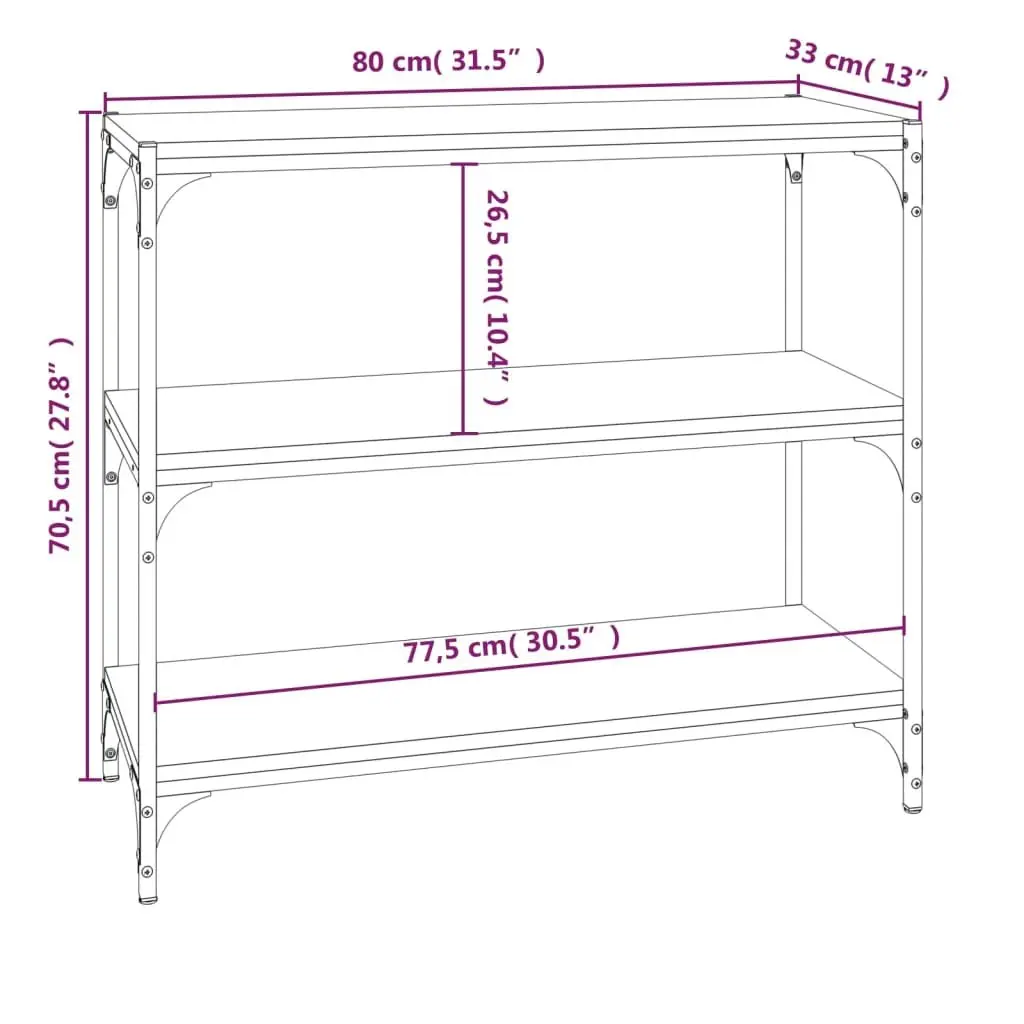 Book Cabinet with 3 Shelves Grey Engineered Wood Steel Frame Industrial Storage