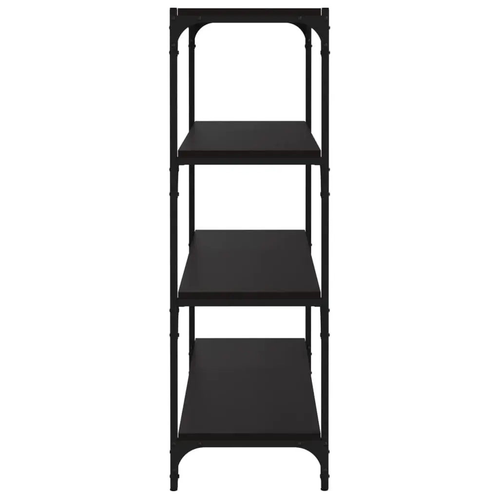 Book Cabinet Engineered Wood and Steel Frame 80x33x100cm Black 4 Shelf Storage Organiser Industrial Style