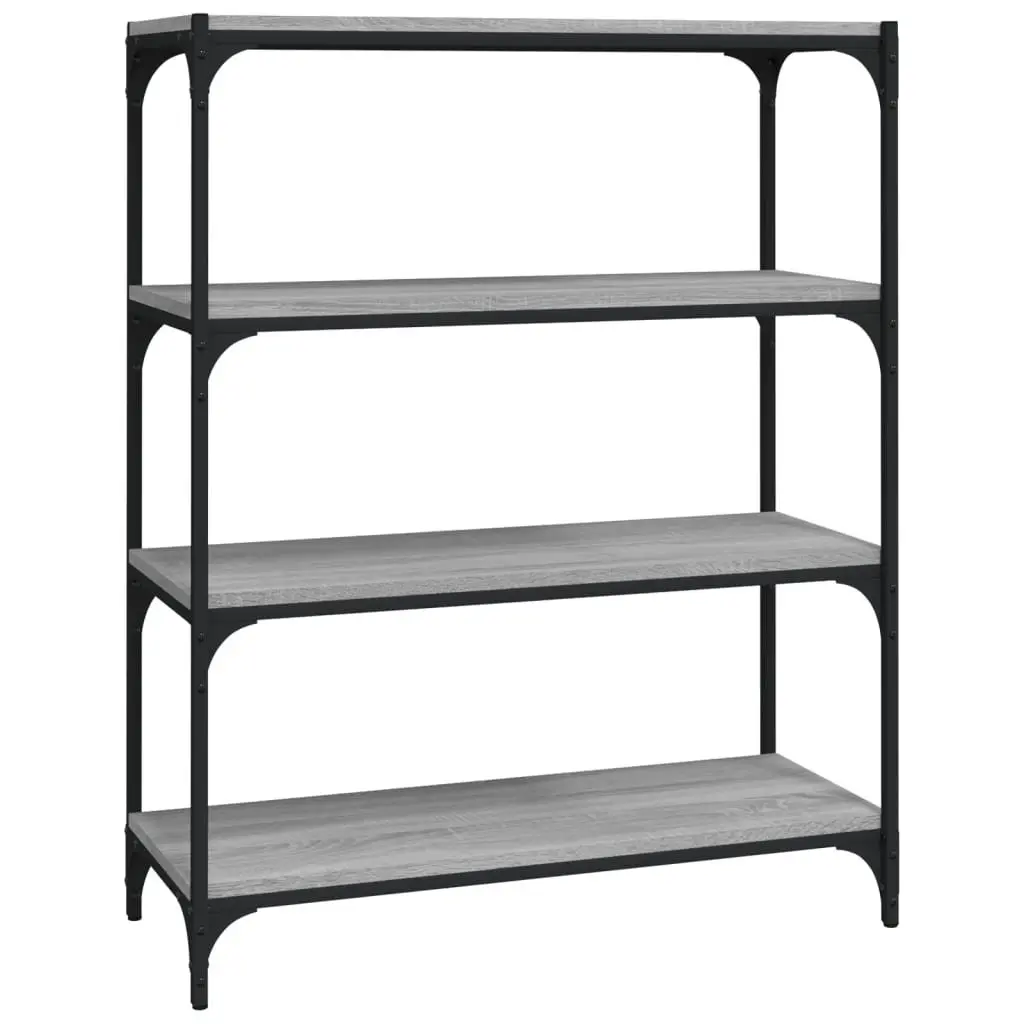 Book Cabinet Grey Sonoma Storage Shelving Unit 4 Shelf Engineered Wood Steel