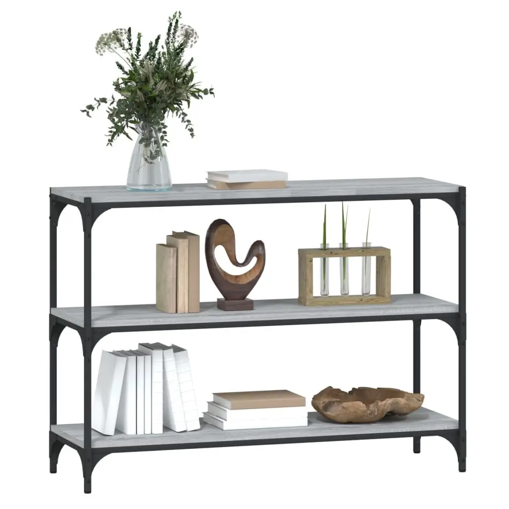 Book Cabinet Engineered Wood Steel Frame 100x33x70.5cm Grey Industrial Style