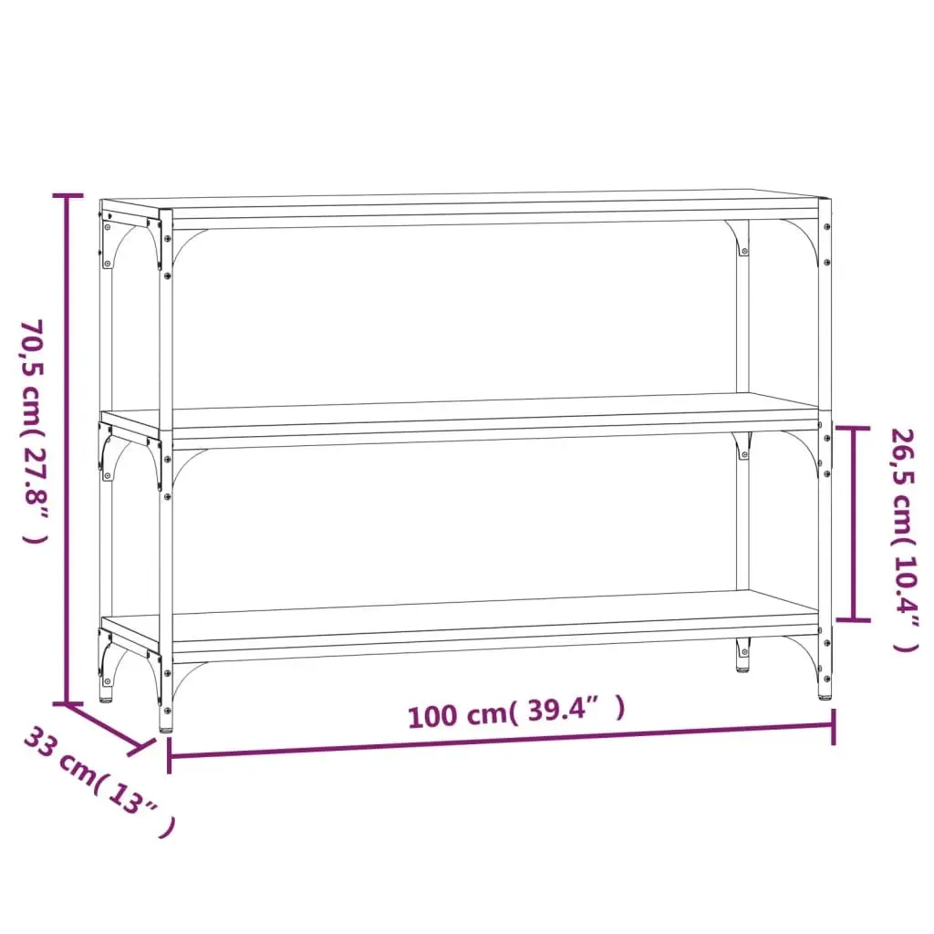 Book Cabinet Engineered Wood Steel Frame 100x33x70.5cm Grey Industrial Style