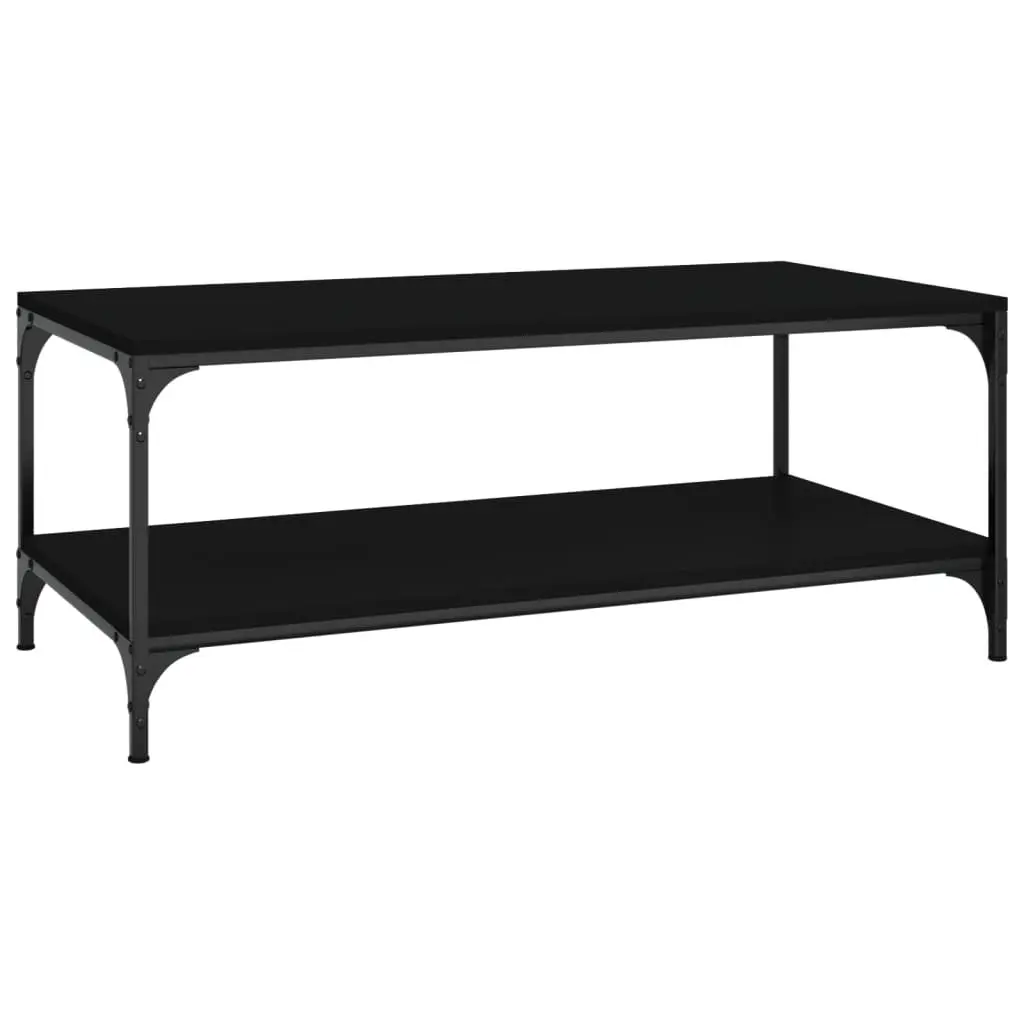 Coffee Table Engineered Wood Steel Frame 100 x 50 x 40 cm Black