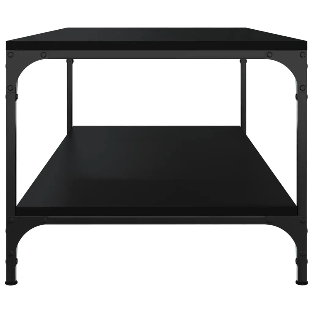 Coffee Table Engineered Wood Steel Frame 100 x 50 x 40 cm Black