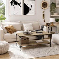 Coffee Table Sonoma Oak 100x50x40 cm Living Room Storage Industrial Design