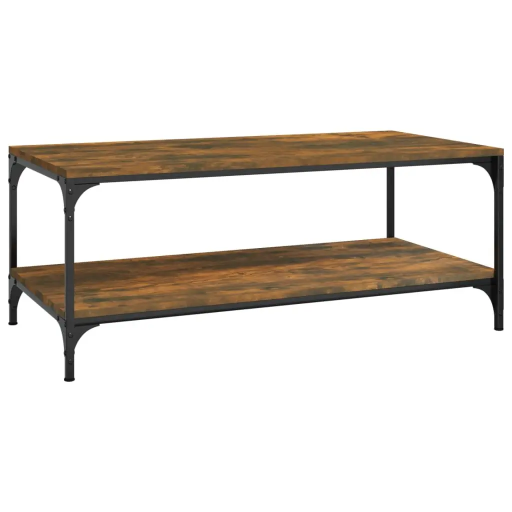 Coffee Table Brown Engineered Wood Steel Frame 100cm x 50cm x 40cm with Storage