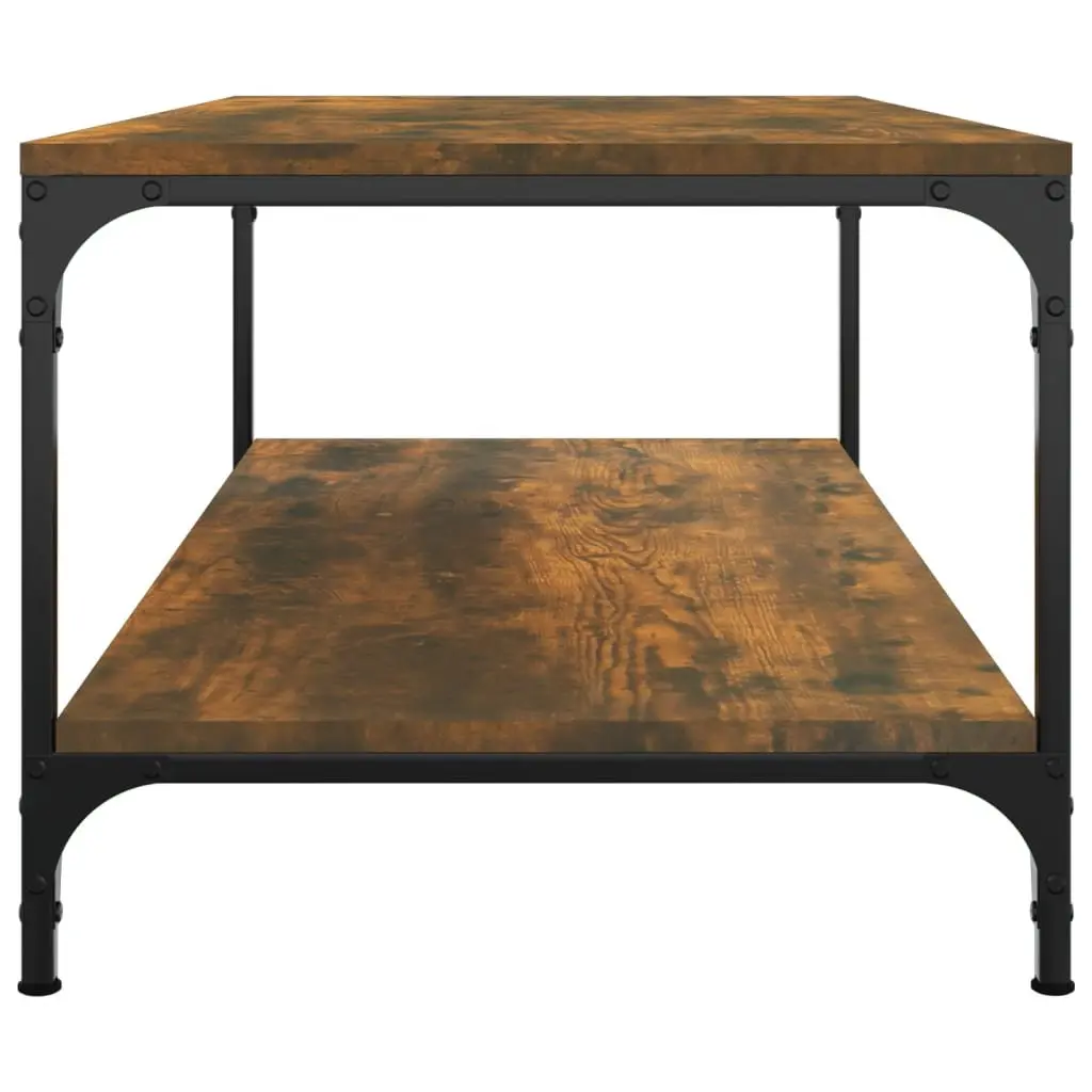 Coffee Table Brown Engineered Wood Steel Frame 100cm x 50cm x 40cm with Storage
