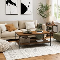 Functional Brown Oak Coffee Table for Everyday Use