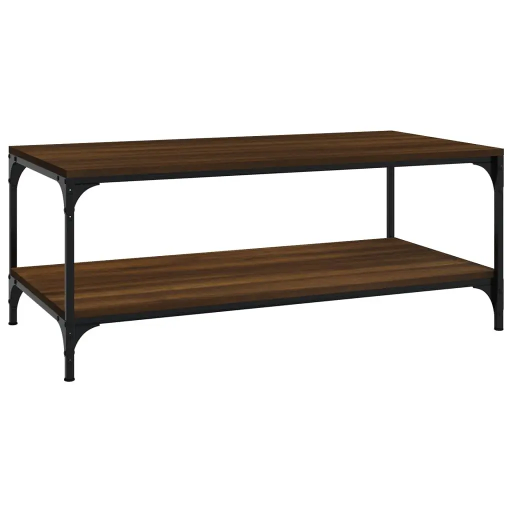 Coffee Table Engineered Wood Steel Frame 100x50x40 cm Brown