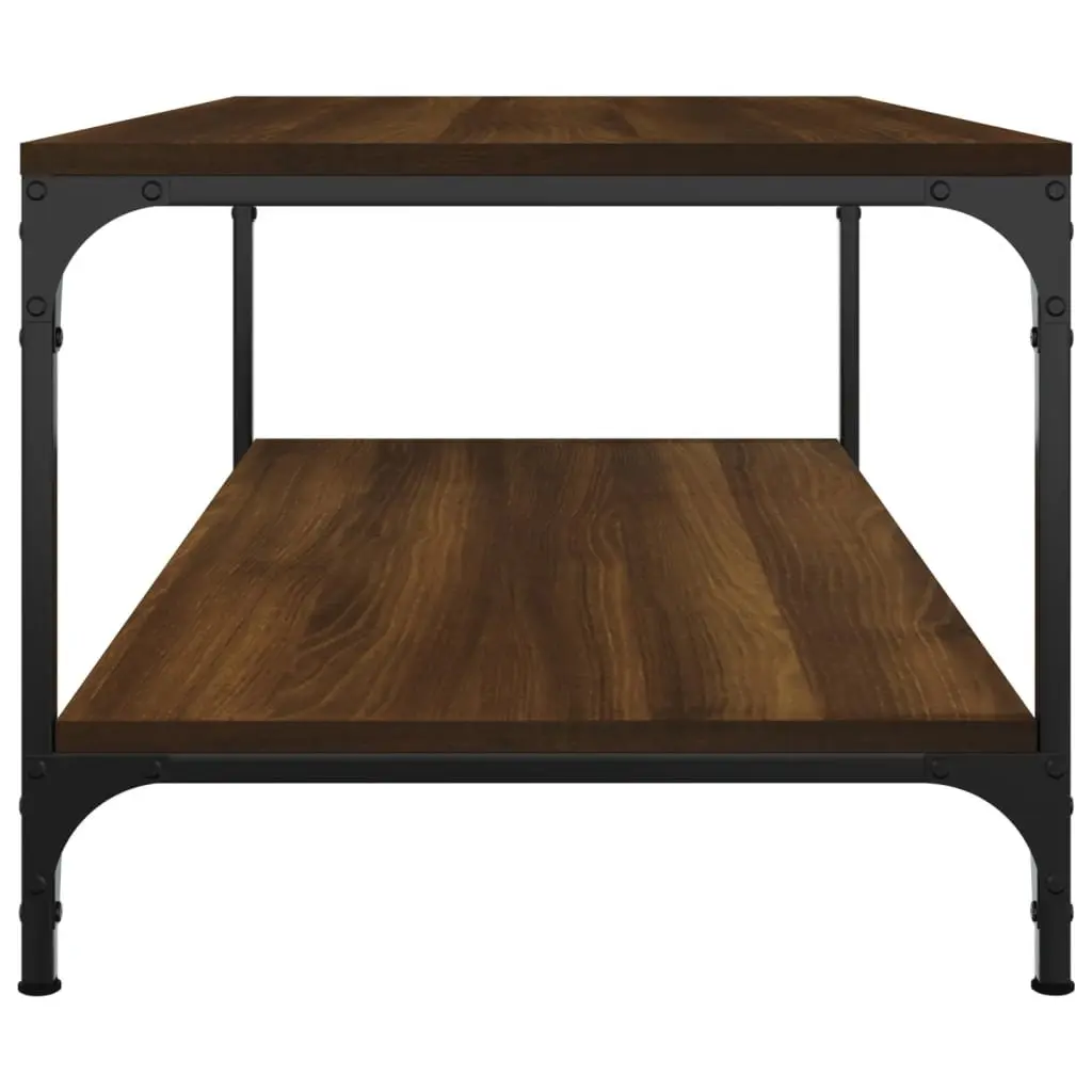 Coffee Table Engineered Wood Steel Frame 100x50x40 cm Brown