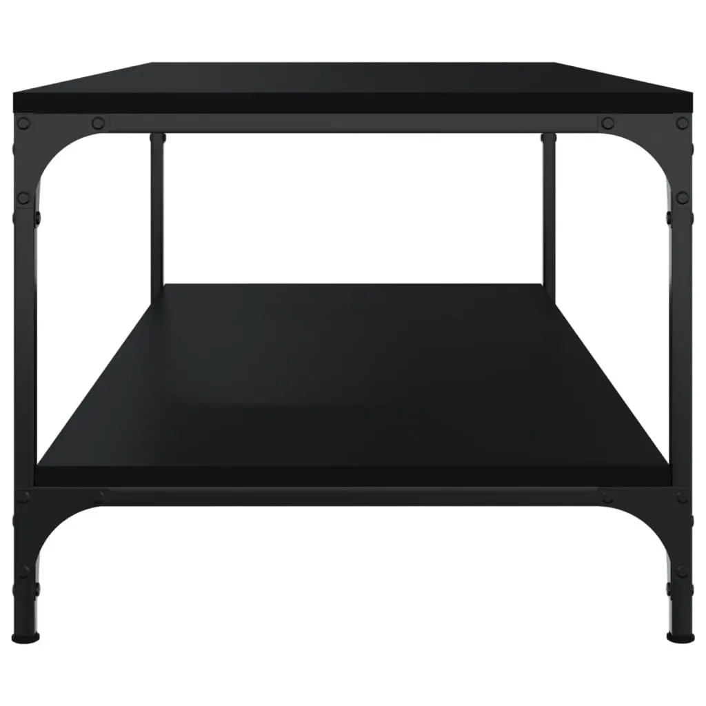 Coffee Table Engineered Wood Steel Frame 80x50x40 cm Black