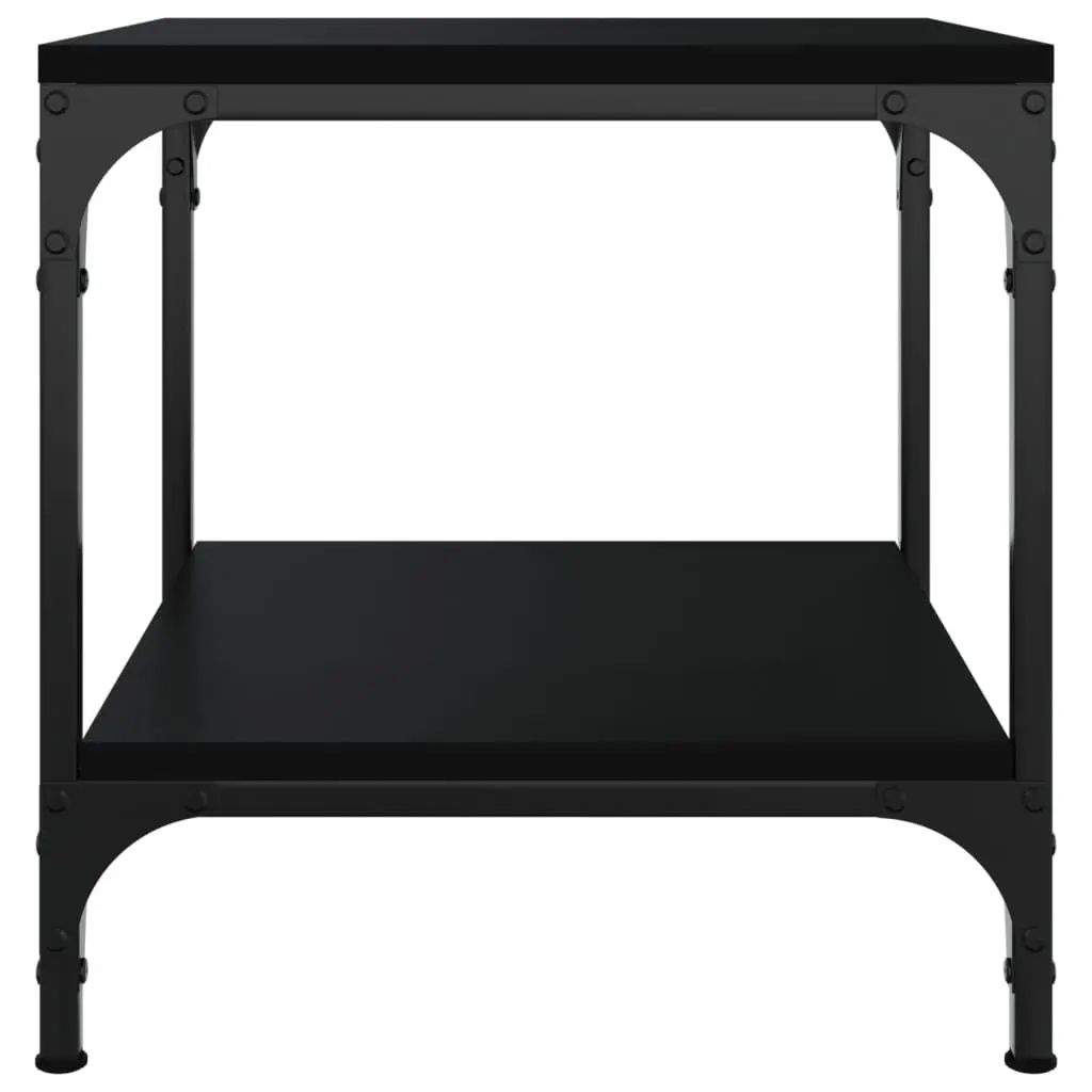 Black Coffee Table Engineered Wood Steel Frame 40cm Square Industrial Style