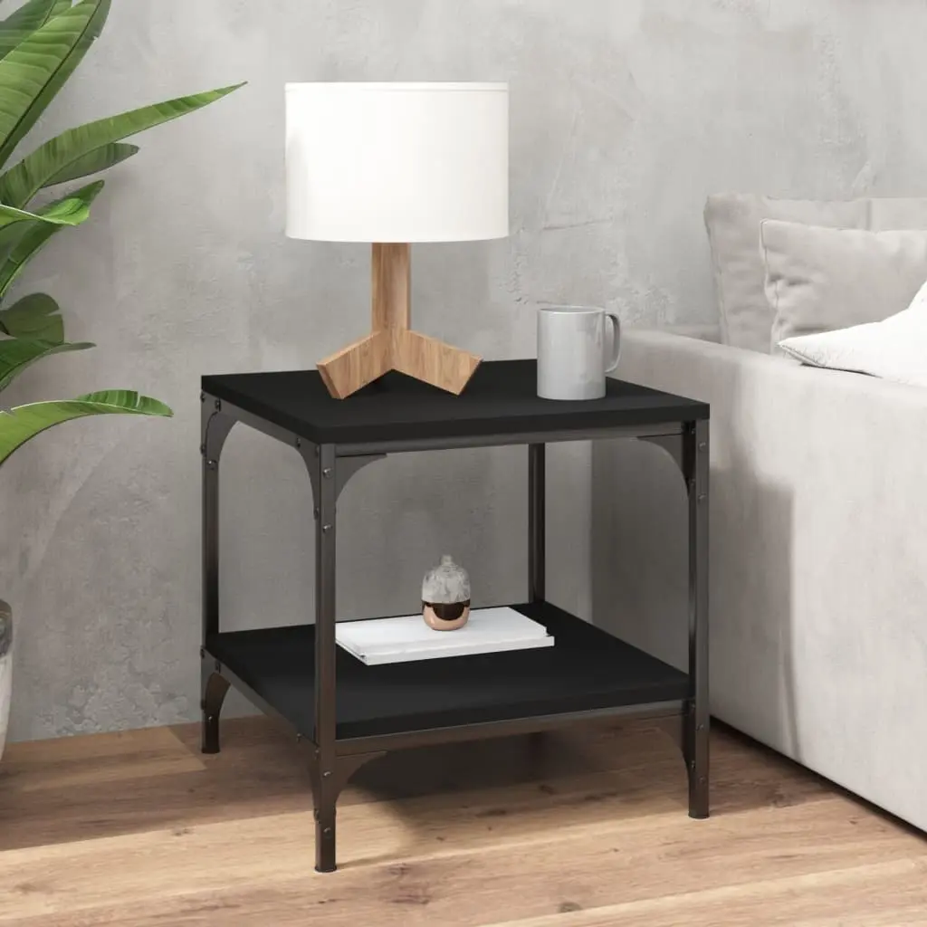 Side Tables 2 pcs Black 40x40x40 cm Engineered Wood Storage Accent Furniture