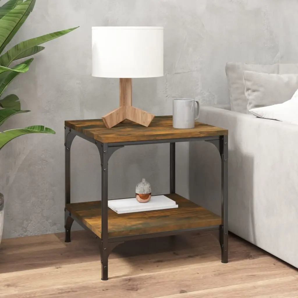 Side Tables Engineered Wood Brown 40 x 40 x 40 cm Steel Frame 2 Piece