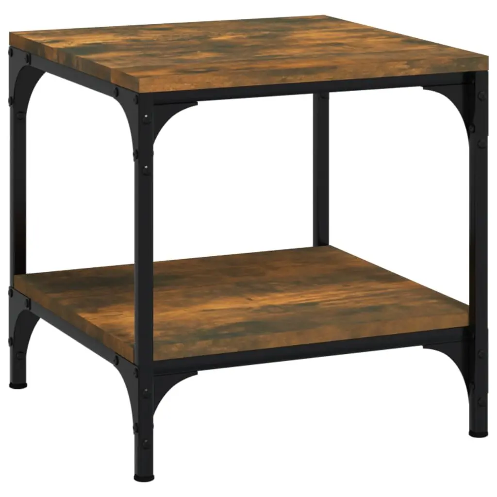 Side Tables Engineered Wood Brown 40 x 40 x 40 cm Steel Frame 2 Piece