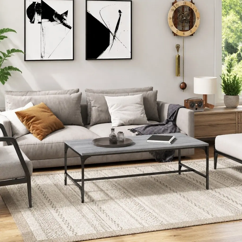 Industrial Coffee Table Grey Sonoma 100x50x35cm Living Room Accent Furniture