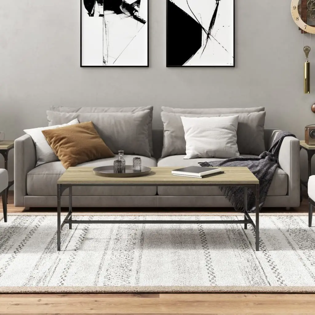 Coffee Table Brown Sonoma Oak Look 80x50x35 cm Industrial Living Room Accent
