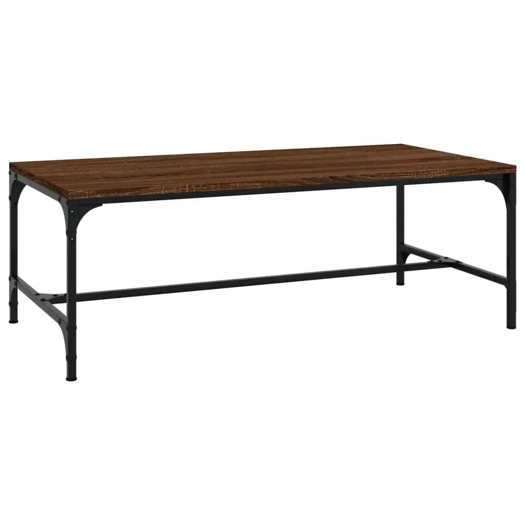 Coffee Table Engineered Wood Steel Frame 80x50x35 cm Brown
