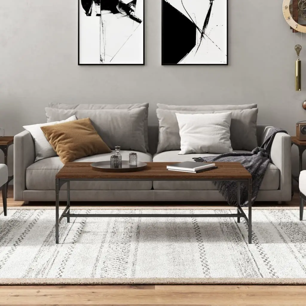 Coffee Table Engineered Wood Steel Frame 80x50x35 cm Brown
