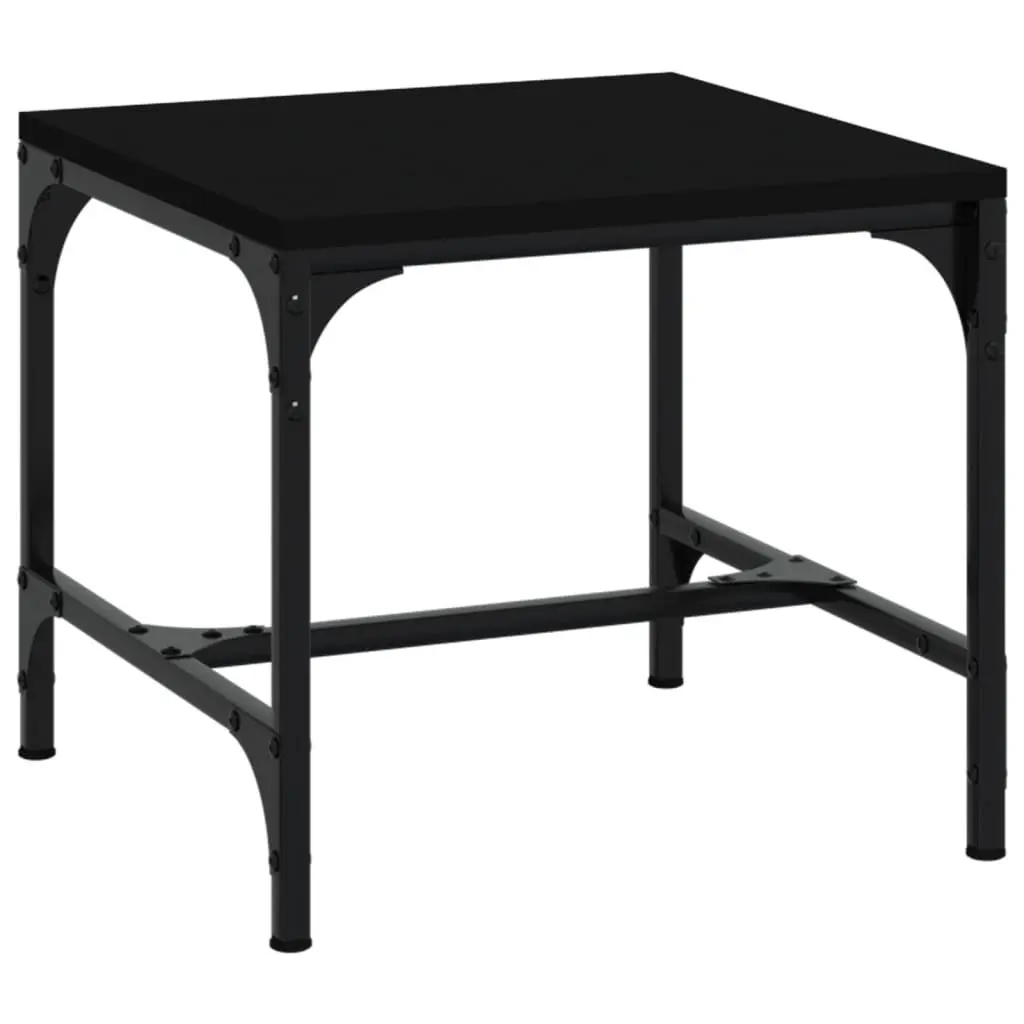 Coffee Table Engineered Wood Steel Frame 50x50x35 cm Black Industrial Style Living Room Accent Furniture