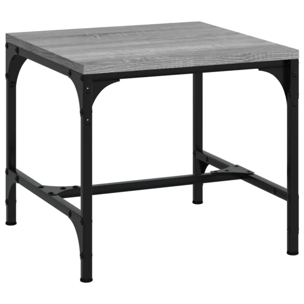 Coffee Table Engineered Wood Steel 50x50x35 cm Grey Industrial Style