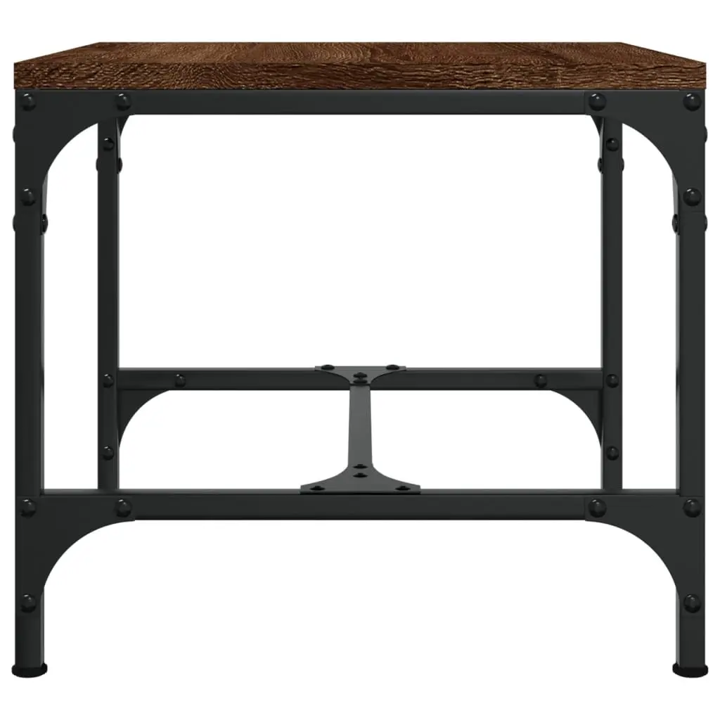 Coffee Table Engineered Wood Steel Frame 50x50x35 cm Brown Oak Industrial Style Living Room Accent Furniture