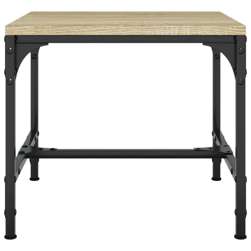 Side Tables Engineered Wood Steel Frame 40x40x35 cm Brown 2 Piece Industrial Accent Furniture