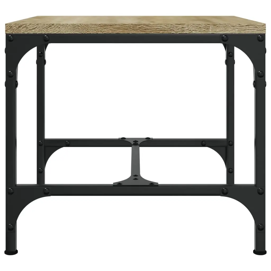 Side Tables Engineered Wood Steel Frame 40x40x35 cm Brown 2 Piece Industrial Accent Furniture
