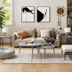 Functional Grey Side Tables 2 pcs for Any Room