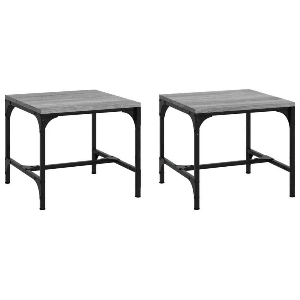 Side Tables 2 pcs Grey 40x40x35 cm Industrial Living Room Accent Furniture