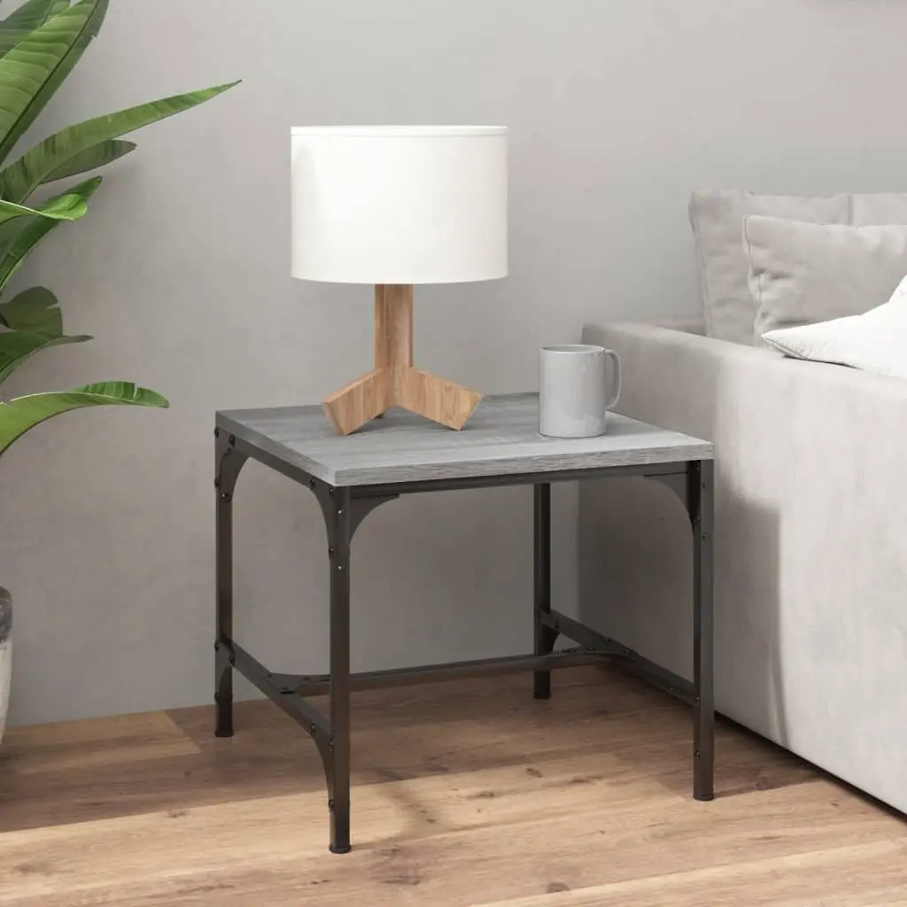 Side Tables 2 pcs Grey 40x40x35 cm Industrial Living Room Accent Furniture