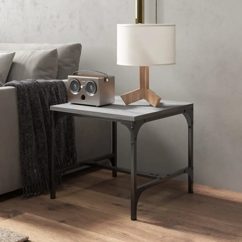 Side Tables 2 pcs Grey 40x40x35 cm Industrial Living Room Accent Furniture