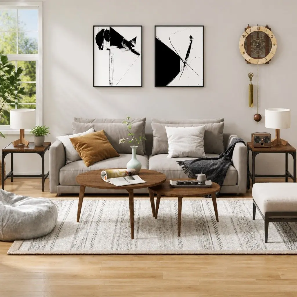 Side Tables 2 pcs Brown Oak 40x40x35 cm Engineered Wood Industrial Coffee Table