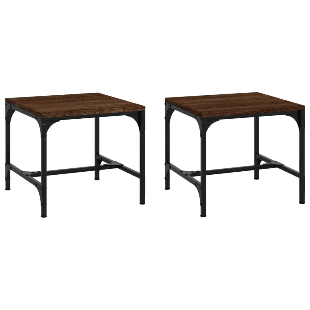 Side Tables 2 pcs Brown Oak 40x40x35 cm Engineered Wood Industrial Coffee Table