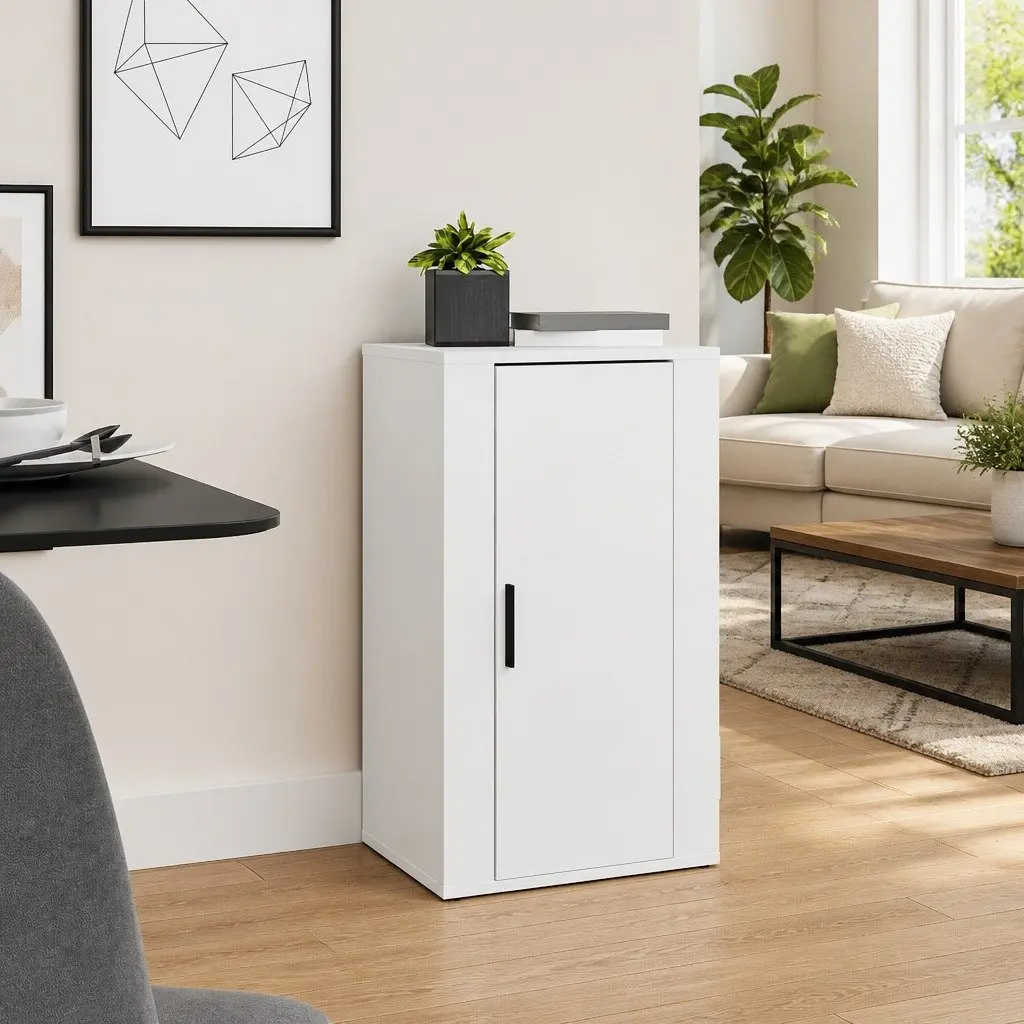 White Sideboard Cabinet Engineered Wood Storage Furniture 40x33x70cm