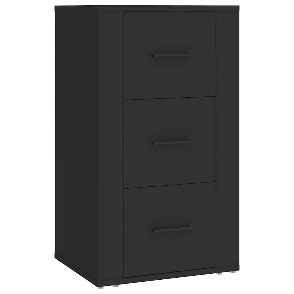 Sideboard Cabinet Black Storage Furniture 3 Drawers Engineered Wood Home Buffet