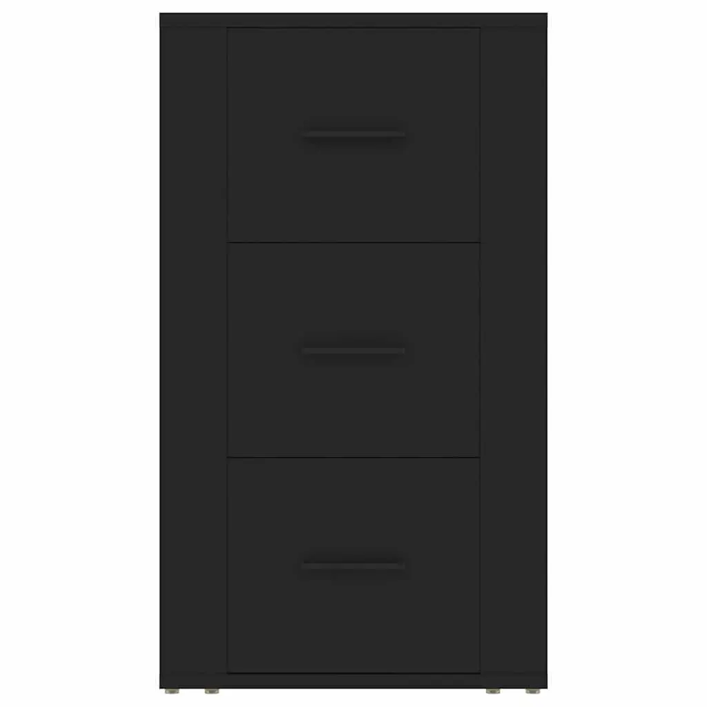 Sideboard Cabinet Black Storage Furniture 3 Drawers Engineered Wood Home Buffet
